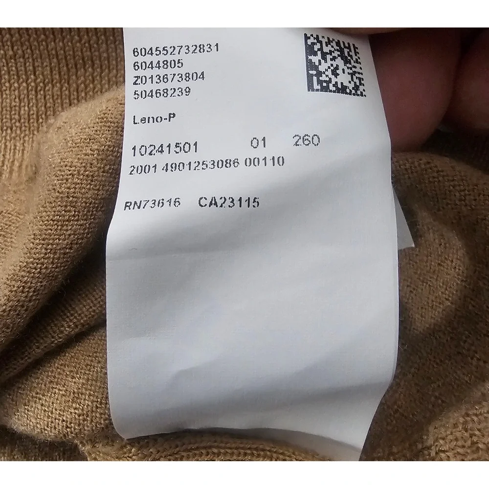 Hugo BOSS M Medium Tan Sweater Pullover Finest Italian Yarn Virgin Wool 1146